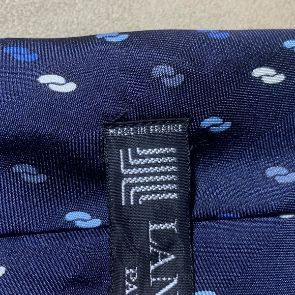 Lanvin Blue Tie 100% Silk Made in France - Picture 8 of 8